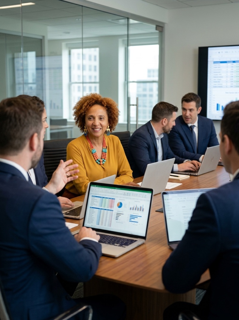 Marcia Ayacaba in a boardroom setting